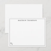 Correspondance Carte de note Monogramme noir et blanc classique (Devant / Derrière)