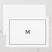 Correspondance Carte de note Monogramme noir et blanc classique (Devant / Derrière)