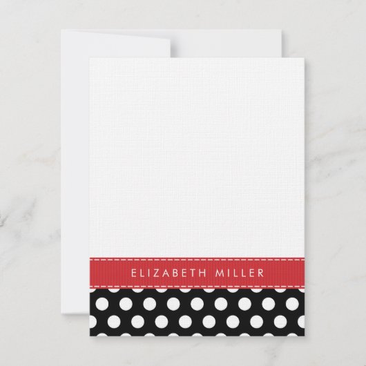 Correspondance Carte de note Monogramme Pois noir et rouge (Devant)