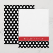 Correspondance Carte de note Monogramme Pois noir et rouge (Devant / Derrière)