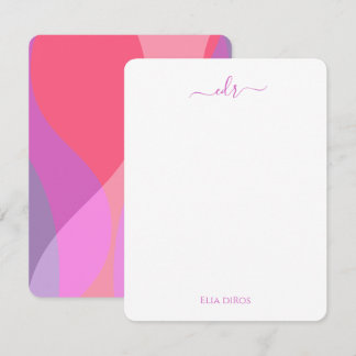 Correspondance Carte de note Monogramme rose et violet Waves