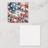 Correspondance Carte de note Monogramme rouge blanc et bleu (Devant / Derrière)