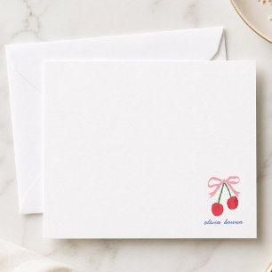 Correspondance Carte de Note Nœud Coquette Cerise Illustration