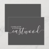 Correspondance Carte de note noire Monogramme Mariage de nom Coup (Devant / Derrière)