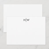 Correspondance Carte de note noire Monogramme moderne (Devant / Derrière)