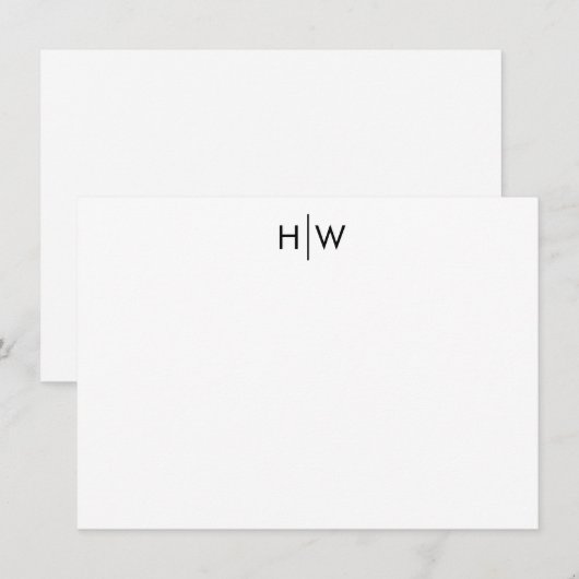 Correspondance Carte de note noire Monogramme moderne (Devant / Derrière)