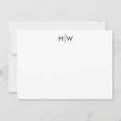 Correspondance Carte de note noire Monogramme moderne (Devant)