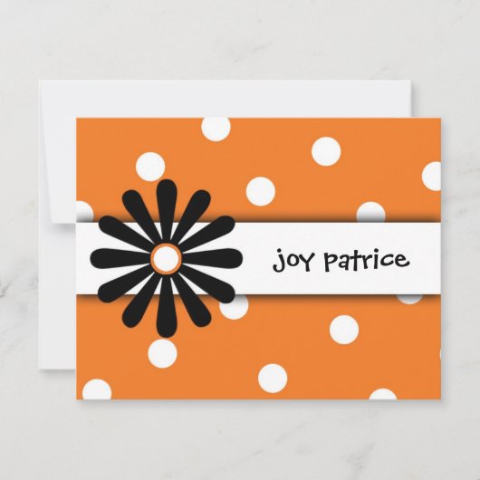Correspondance Carte de note orange et blanc à pois (Devant)