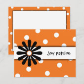 Correspondance Carte de note orange et blanc à pois (Devant / Derrière)