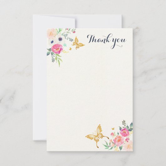 Correspondance Carte de note Papillon Merci (Devant)