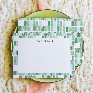Correspondance Carte de note personnalisée avec bijou peint vert