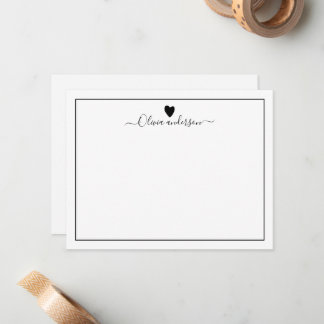 Correspondance Carte de note personnalisée Black Love Heart