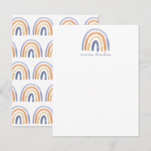 Correspondance Carte de note personnalisée Boho Rainbow Flat (Devant / Derrière)