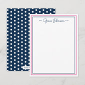 Correspondance Carte de note personnalisée classique | Marine et  (Devant / Derrière)