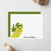 Correspondance Carte de note personnalisée Fleur Jaune (Devant/Arrière en situation)