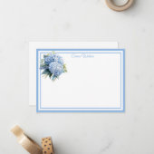 Correspondance Carte de note personnalisée Hydrangea (Devant/Arrière en situation)