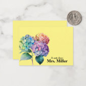 Correspondance Carte de note personnalisée Hydrangeas aquarelle (Devant/Arrière en situation)