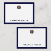 Correspondance Carte de note personnalisée marine et or de luxe (Devant / Derrière)