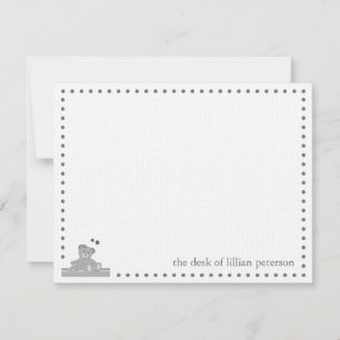 Correspondance Carte de note personnalisée Nounours gris