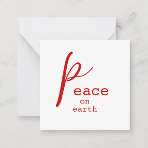 Correspondance Carte de note personnalisée Peace on Earth Red Whi
