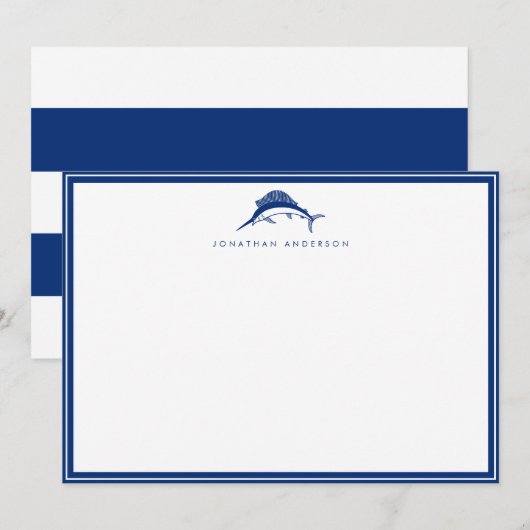 Correspondance Carte de note personnalisée pour espadon de marine (Devant / Derrière)