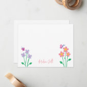 Correspondance Carte de note personnalisée pour jardin de fleurs (Devant/Arrière en situation)