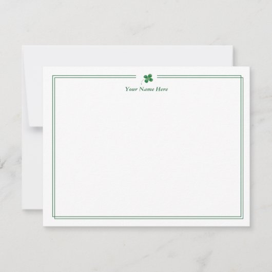 Correspondance Carte de note personnelle verte Shamrock (Devant)