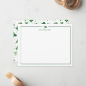 Correspondance Carte de note personnelle verte Shamrock (Devant/Arrière en situation)