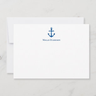 Correspondance Carte de note plat Ancre bleue de la Marine