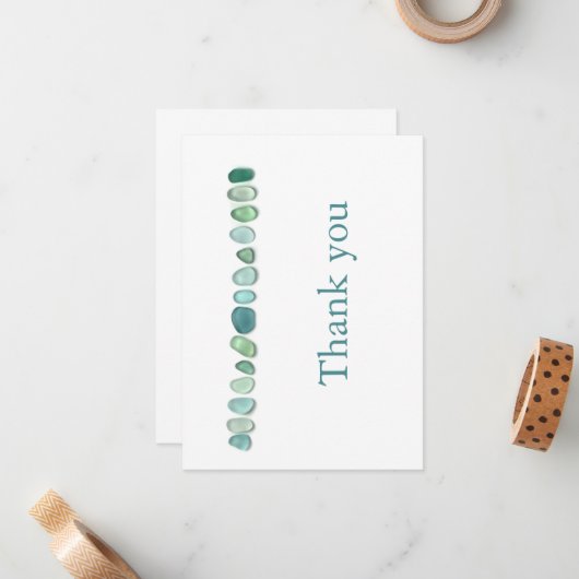 Correspondance Carte de note plat Aqua Sea Glass (Devant/Arrière en situation)