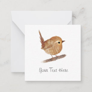 Correspondance Carte de note plat d'oiseau Wren personnalisée