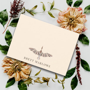 Correspondance Carte de note plat en crème d'oiseau peinte