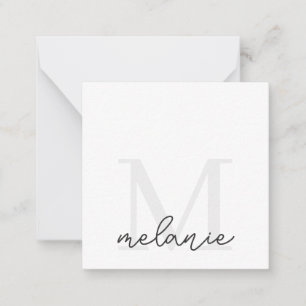 Correspondance Carte de note plat minimaliste Monogram Chic Silve
