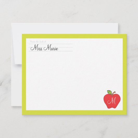 Correspondance Carte de note plat Monogram Apple Teachers (Devant)