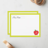 Correspondance Carte de note plat Monogram Apple Teachers (Devant/Arrière en situation)