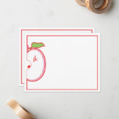 Correspondance Carte de note plat Monogram Red Apple (Devant/Arrière en situation)