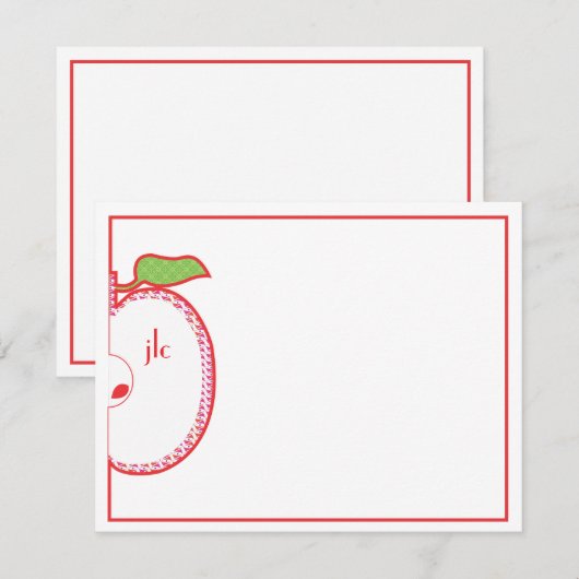 Correspondance Carte de note plat Monogram Red Apple (Devant / Derrière)