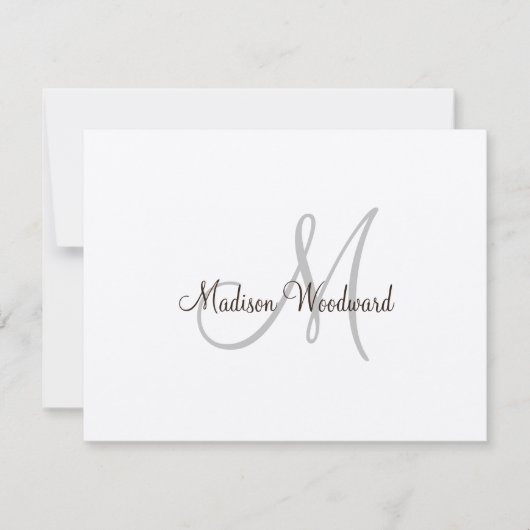 Correspondance Carte de note plat Monogramme Kraft (Devant)