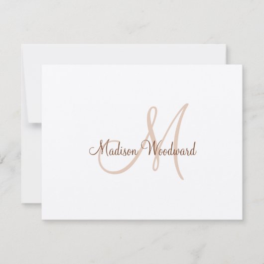 Correspondance Carte de note plat Monogramme Kraft (Devant)