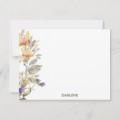 Correspondance Carte de note plat personnalisée Fleurs aquarelles (Devant)