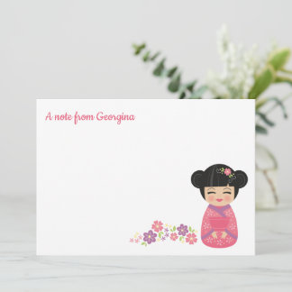 Correspondance Carte de note plat personnalisée Kokeshi Doll japo