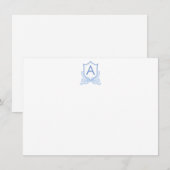 Correspondance Carte de note plat personnalisée Monogramme Crest (Devant / Derrière)