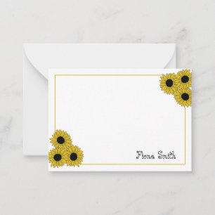 Correspondance Carte de note plat personnalisée Tournesol