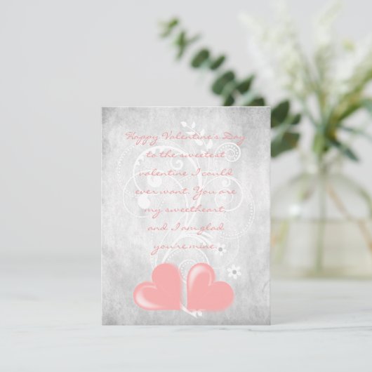 Correspondance Carte de note plat Pink Valentine Hearts (Debout devant)