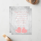 Correspondance Carte de note plat Pink Valentine Hearts (Devant/Arrière en situation)