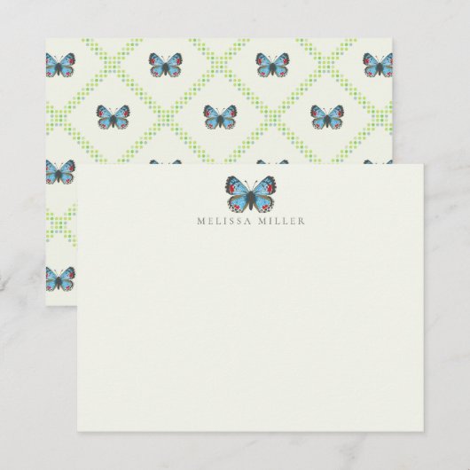 Correspondance Carte de note plat Sonoran Bleu Papillon (Devant / Derrière)