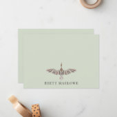 Correspondance Carte de note Plat Vert Sage Passez Élégante (Devant/Arrière en situation)