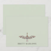 Correspondance Carte de note Plat Vert Sage Passez Élégante (Devant / Derrière)