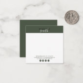Correspondance Carte de note plate à écriture verte foncée (Devant/Arrière en situation)