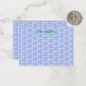 Correspondance Carte de note plate à motif bleu (Devant/Arrière en situation)